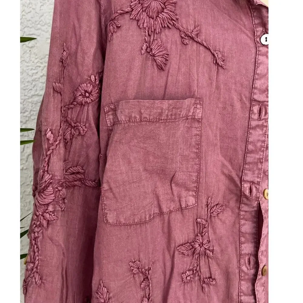 NWT Anthropology by Kyla Seo Jo Buttons Up Cotton Embroidered Shirt Size Small - Picture 4 of 12